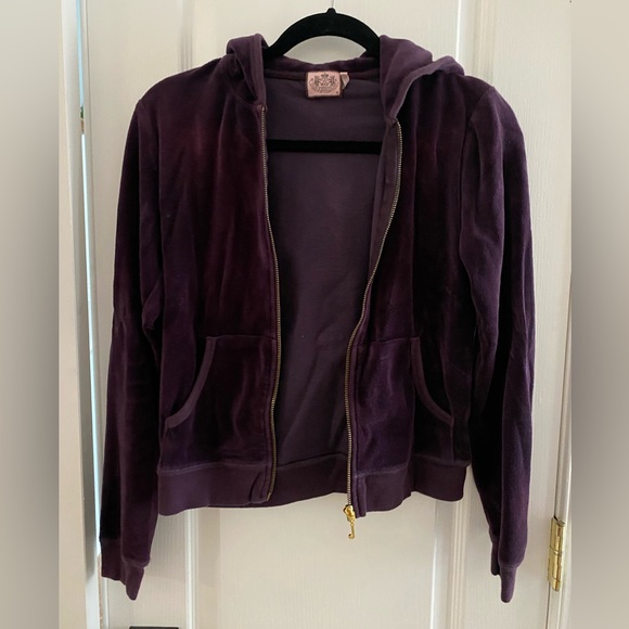 Vintage 2000s Juicy Couture Royal Purple Bomber Jacket with Gold Embellishments - Picture 2 of 5